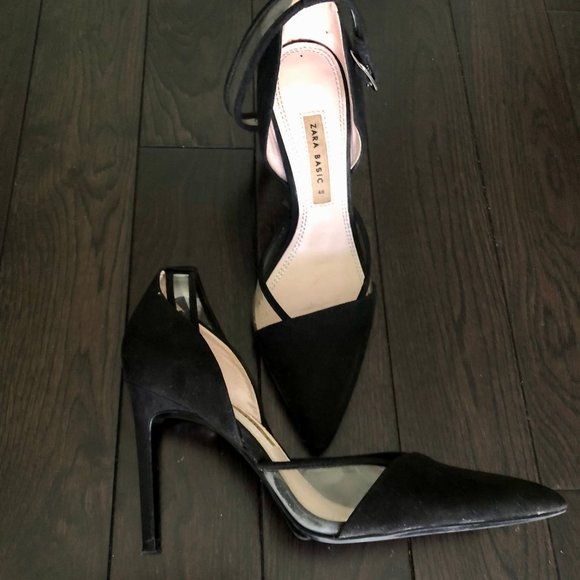 Zara Suede Stilettos with clear strap - Picture 2 of 3
